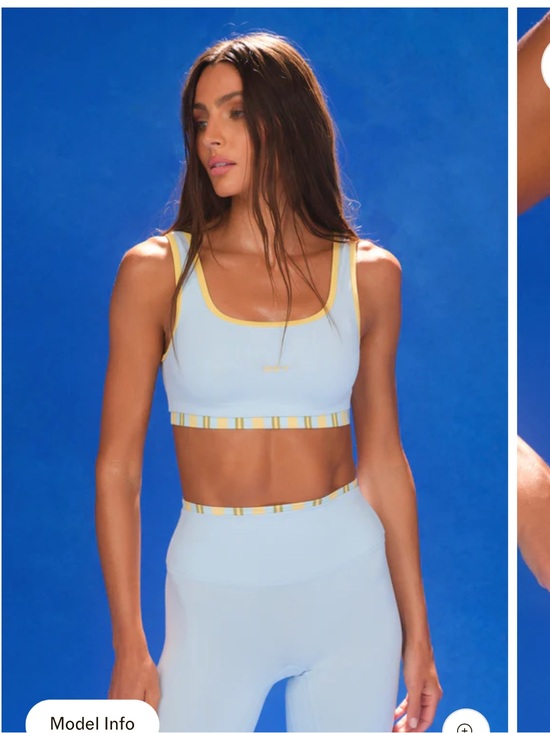 SET Active Other - Light Blue & Yellow Striped Sports Bra by
